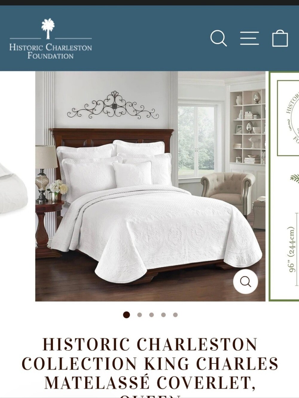 Historic Charleston Collection King Charles Matelassé Bedspread White King